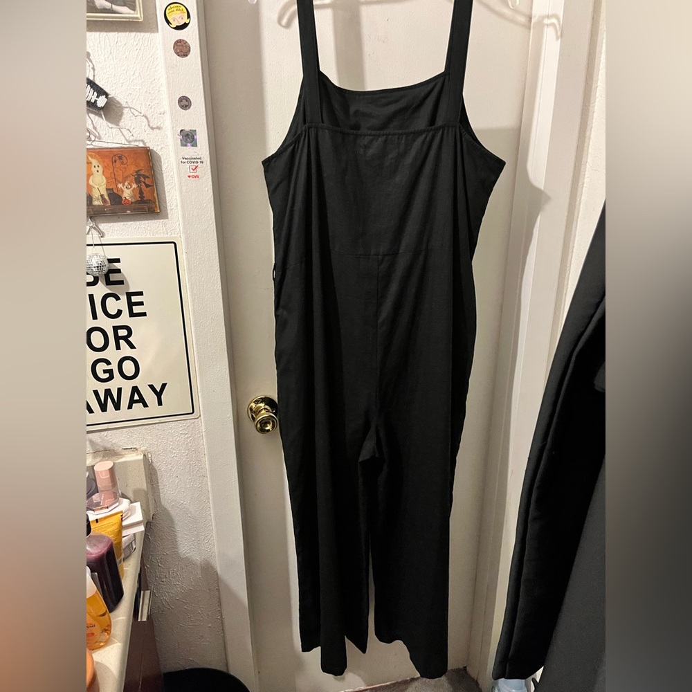Disturbia- size UK16- black linen jumpsuit, worn once. Wide leg, EUC.